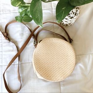Boho Wicker Crossbody with Faux Leather Strap